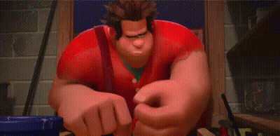 Ralph From Wreck It Ralph Is Holding A Red Exclamation Mark In His Hand . GIF