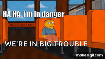 Ralph Sitting On Bus Saying We're In Big Trouble GIF