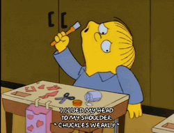 Ralph Wiggum Chuckles Weakly I Glued My Head GIF