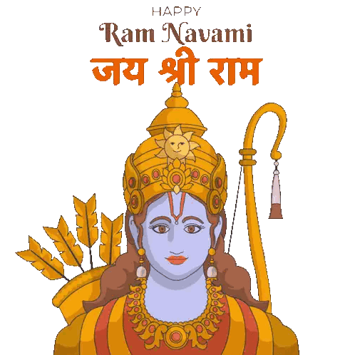 Ram Navami Greeting Card With Cartoon Ram Sticker