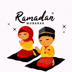 Ramadan Mubarak Cute Praying Couple Animation