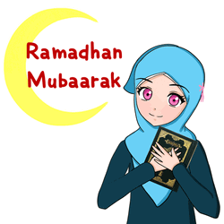 Ramadan Mubarak Girl Sticker Greeting Moving Eyebrows