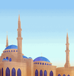 Ramadan Mubarak Greeting With Church View At Night GIF