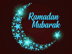 Ramadan Mubarak Starry Blue Crescent Moon GIF