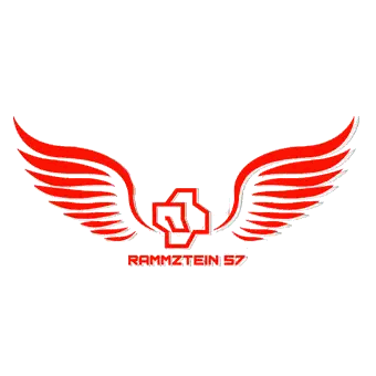 Rammstein 57 Logo With Red Wings And Cross Sticker