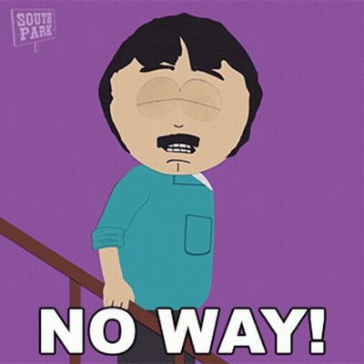 Randy From South Park Is Standing On A Set Of Stairs And Says No Way GIF