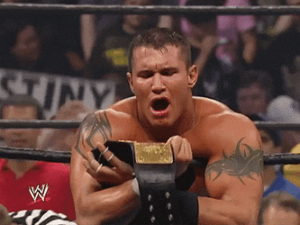 Randy Orton Overwhelmed Hugging Belt GIF