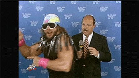 Randy Savage Spinning Around Interview GIF