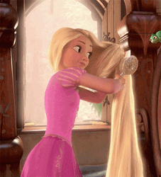 Rapunzel Brushing Her Golden Hair GIF