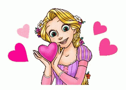 Rapunzel Cute Pink Hearts GIF