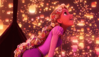 Rapunzel From Tangled Looking Up At Lanterns GIF