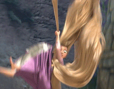 Rapunzel Hanging On Her Hair GIF