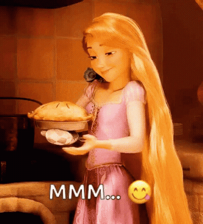 Rapunzel Holding Pie Saying Mmmm GIF