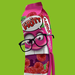 Raspberry Fritt Mascot Eyeglasses GIF