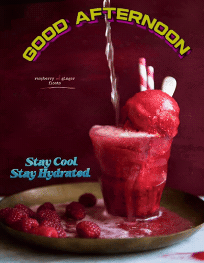 Raspberry Ginger Float With Straws GIF