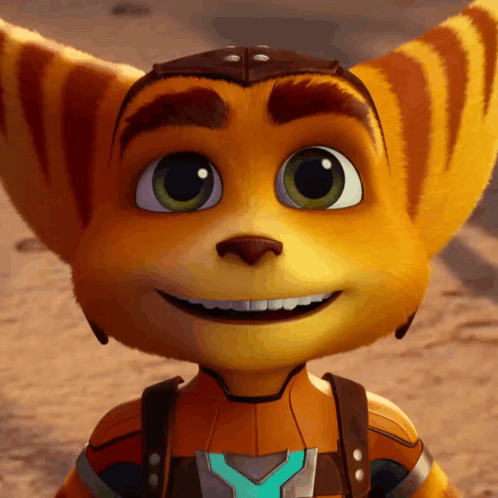 Ratchet From The Video Game Ratchet And Clank Is Smiling GIF