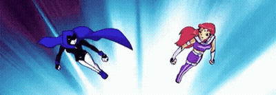 Raven And Starfire Flying From Teen Titans Go GIF