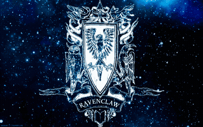 Ravenclaw Crest With Owls And Shield On Blue GIF