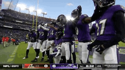 Ravens Football Players Celebrating Touchdown GIF