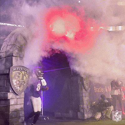 Ravens Player Number 8 Running Through Smoke GIF