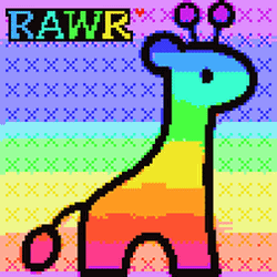 Rawr Rainbow Colored Giraffe Graphic Art GIF