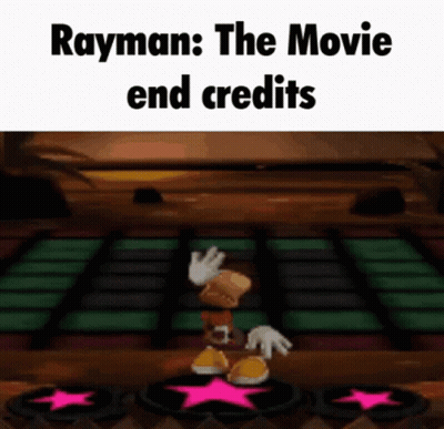 Rayman End Credits On Video Game Screen GIF
