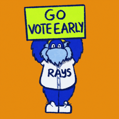 Rays Mascot Holds Sign Saying Go Vote Early GIF