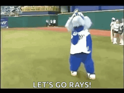 Rays Mascot Standing On Baseball Field GIF