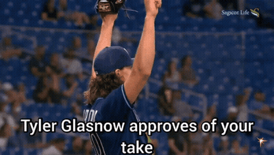 Rays Player Tyler Glasnow High Fives Teammate GIF