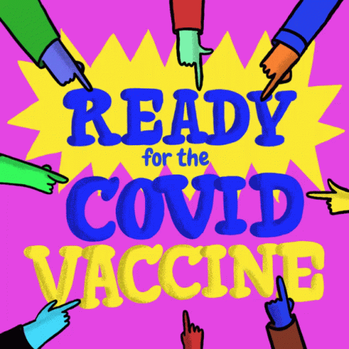 Ready For The Covid Vaccine Sign With Hands Pointing GIF