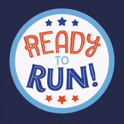 Ready To Run Sign In Red And Blue GIF