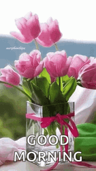 Real Floral Good Morning Pink Glitters GIF