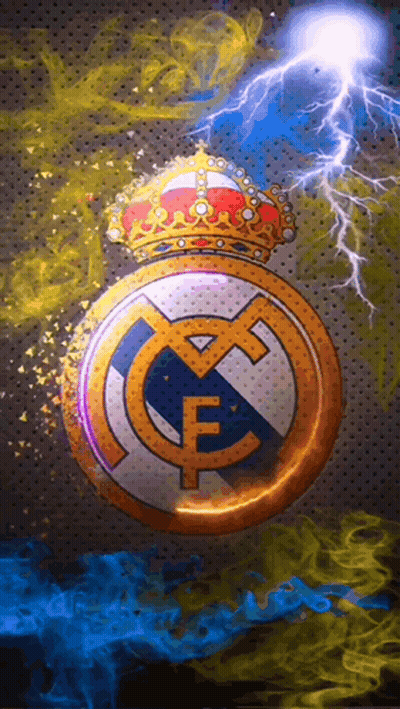 Real Madrid Logo With Crown And Lightning GIF