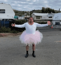 Reality Tv Star Big Ed Ballerina Costume Jumping  GIF