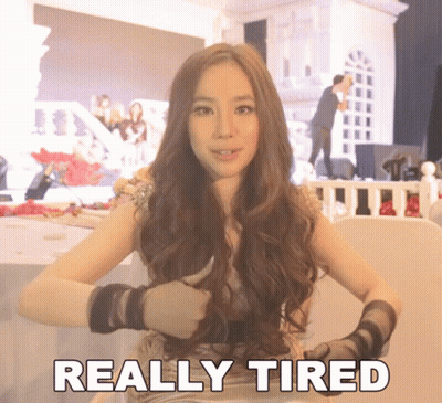 Really Tired Woman With Long Hair GIF