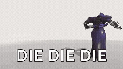 Reaper From Overwatch Is Holding A Gun In His Hand And Says `` Die Die Die '' . GIF