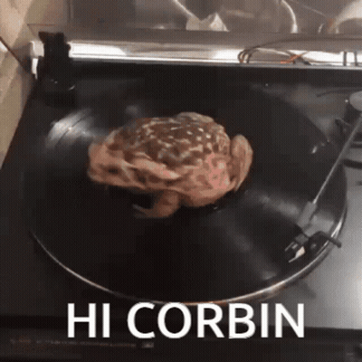 Record Player With Brain Saying Hi Corbin GIF
