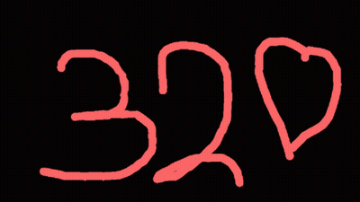 Red 320 On Black Background With Two Hearts GIF