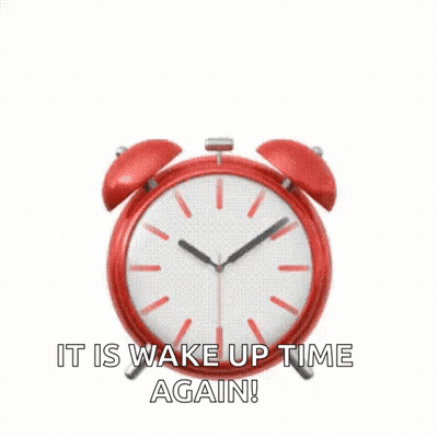 Red Alarm Clock Saying Wake Up Time Again GIF
