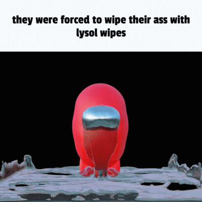 Red Among Us Character Forced To Wipe Ass With Lysol Wipes GIF