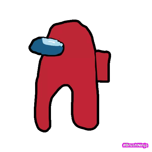 Red Among Us Character Giving Peace Sign Sticker