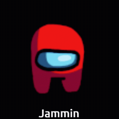 Red Among Us Character Jammin GIF
