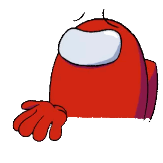 Red Among Us Character White Head Red Hands Sticker