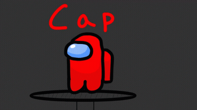 Red Among Us Character With Cap GIF