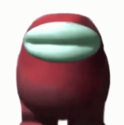 Red Among Us Character With Green Nose GIF