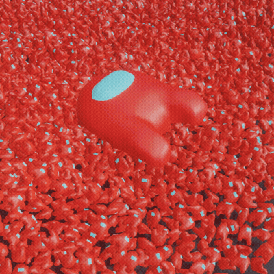 Red Among Us Character With Hearts GIF