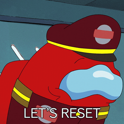 Red Among Us Saying Let's Reset GIF