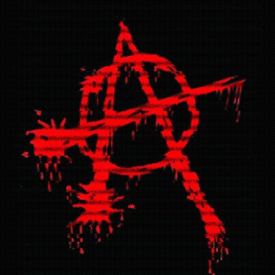 Red Anarchy Symbol With Arrow GIF