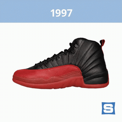 Red And Black Basketball Shoe 1997 GIF