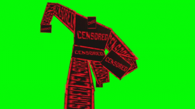 Red And Black Censored Shirt On Green Screen GIF